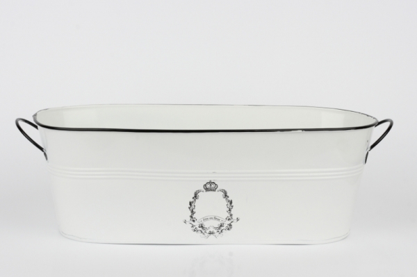 Plechový květináč s uchy a černým lemem