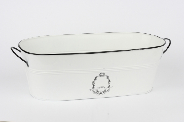 Plechový květináč s uchy a černým lemem