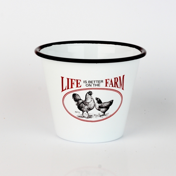 Plechový květináč se slepicemi LIFE FARM 11cm