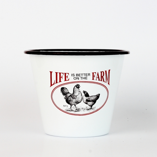 Plechový květináč se slepicemi LIFE FARM 11cm