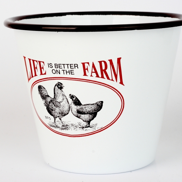 Plechový květináč se slepicemi LIFE FARM 11cm