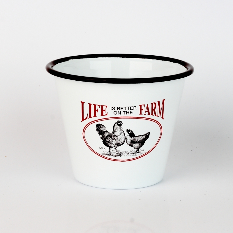 Plechový květináč se slepicemi LIFE FARM 11cm