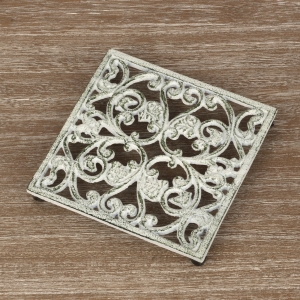 Podložka pod hrnec litinová bílá 16x16cm