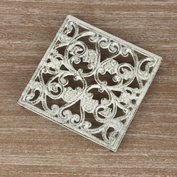 Podložka pod hrnec litinová bílá 16x16cm