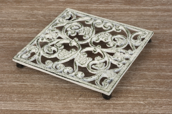 Podložka pod hrnec litinová bílá 16x16cm