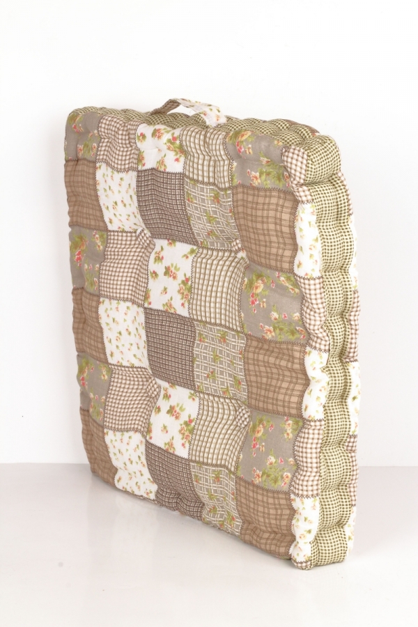 Podsedák na židli hnědý patchwork 45x45cm 