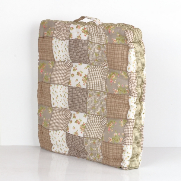 Podsedák na židli hnědý patchwork 45x45cm 