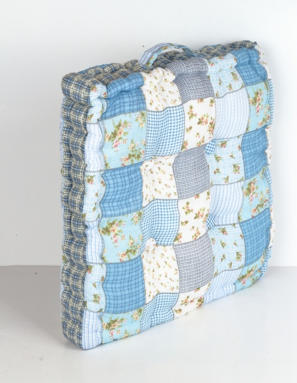 Podsedák na židli modrý patchwork 45x45cm 