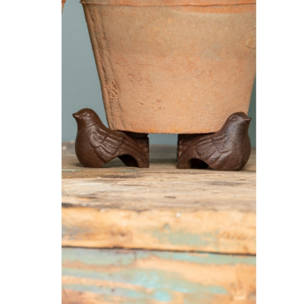 Podstavec pod květináč litinový ptáček