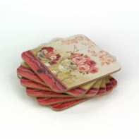 Podtácky pod hrnek (set 6ks) motiv růže 10x10cm