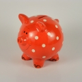 Pokladnička červená s puntíky 