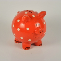 Pokladnička červená s puntíky