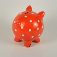 Pokladnička červená s puntíky