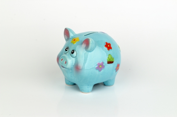 Pokladnička prasátko modrá