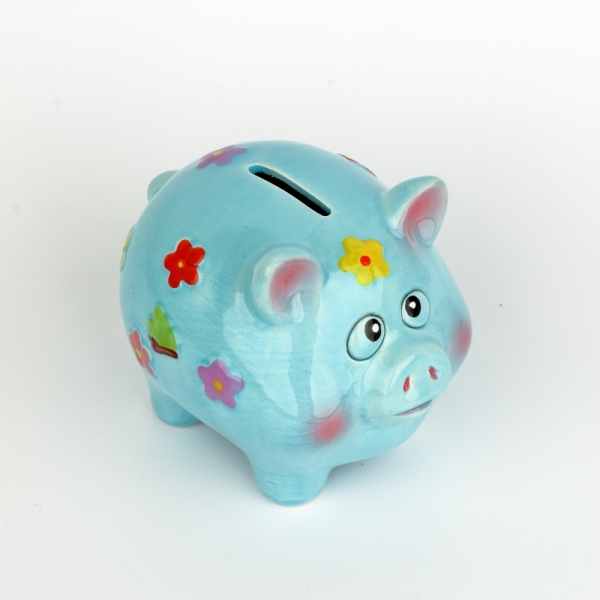 Pokladnička prasátko modrá