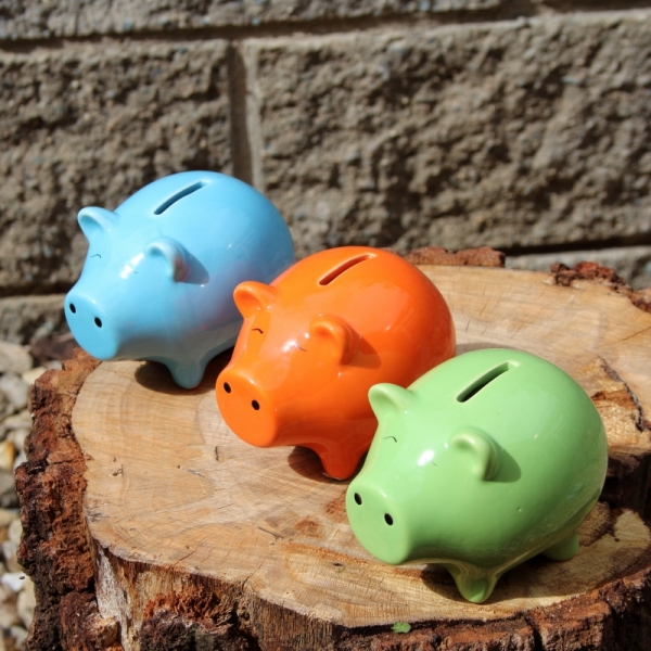 Pokladnička prasátko modré 11,7x8,7x8,6 cm