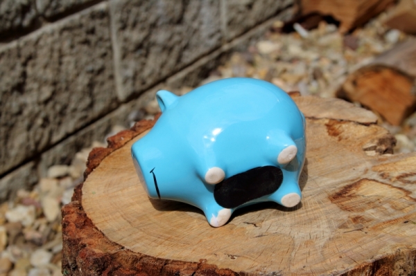 Pokladnička prasátko modré 11,7x8,7x8,6 cm