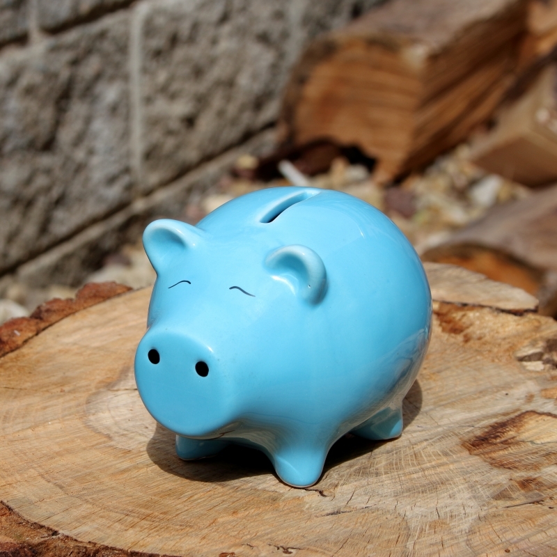 Pokladnička prasátko modré 11,7x8,7x8,6 cm