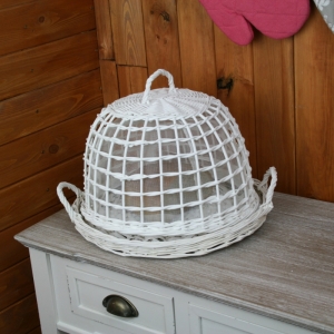 Poklop na pečivo proutěný bílý velký