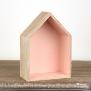 Polička domeček lososový 17x12x6cm