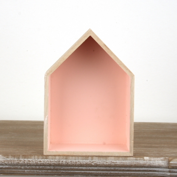 Polička domeček lososový 17x12x6cm