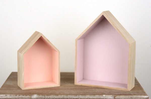 Polička domeček lososový 17x12x6cm