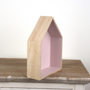 Polička domeček růžový 23x17x6cm