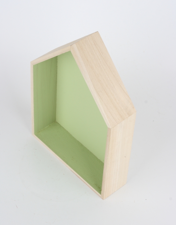 Polička domeček zelený 30x20x6cm