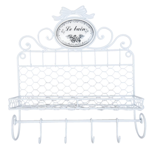 Polička s háčky do koupelny Le bain 35x11x42cm