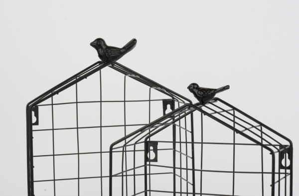 Poličky ve tvaru domečku s ptáčkem (sada 2ks)