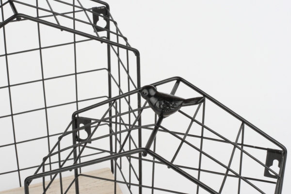 Poličky ve tvaru domečku s ptáčkem (sada 2ks)