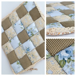 Polštář na židli béžový patchwork 40x40cm