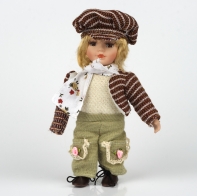 Porcelánová panenka chlapeček s baretkou 20cm