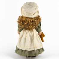 Porcelánová panenka s medvídkem a látkovou kiticí 56cm