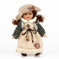 Porcelánová panenka v barevném svetříku 20cm