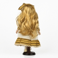 Porcelánová panenka žlutá mašle a kabelka 31cm