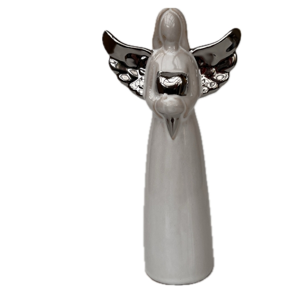 Porcelánový anděl Naděje se srdcem 20,6 cm 