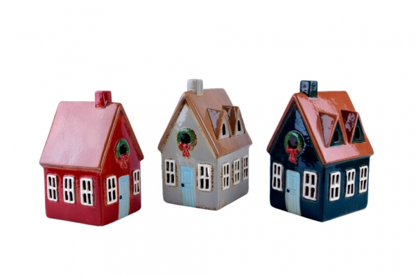 Porcelánový domeček na svíčku 12x19x11cm Typ B