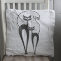 Povlak na polštář bílý Dvě kočky 40x40cm