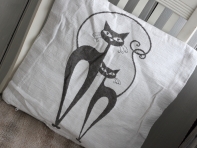 Povlak na polštář bílý Dvě kočky 40x40cm