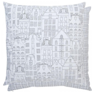 Povlak na polštář domečky celoplošný potisk 50x50cm