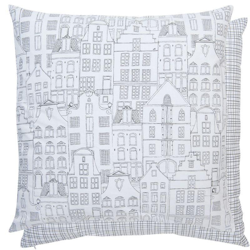 Povlak na polštář domečky celoplošný potisk 50x50cm