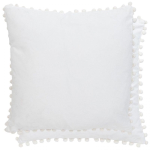 Povlak na polštář s bambulkami bílý 45x45cm