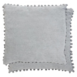 Povlak na polštář s bambulkami šedý 45x45cm
