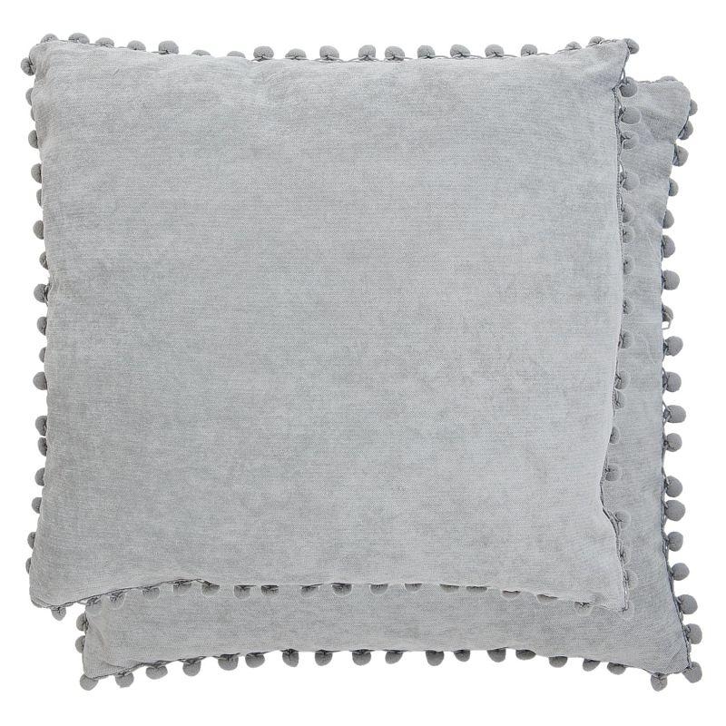 Povlak na polštář s bambulkami šedý 45x45cm