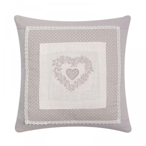 Povlak na polštář se srdcem na zavazování 40x40cm