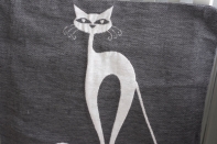 Povlak na polštář šedý s kočkou 40x40cm