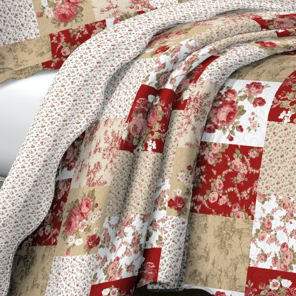 Přehoz na dvoulůžko+2 polštáře,červená růže