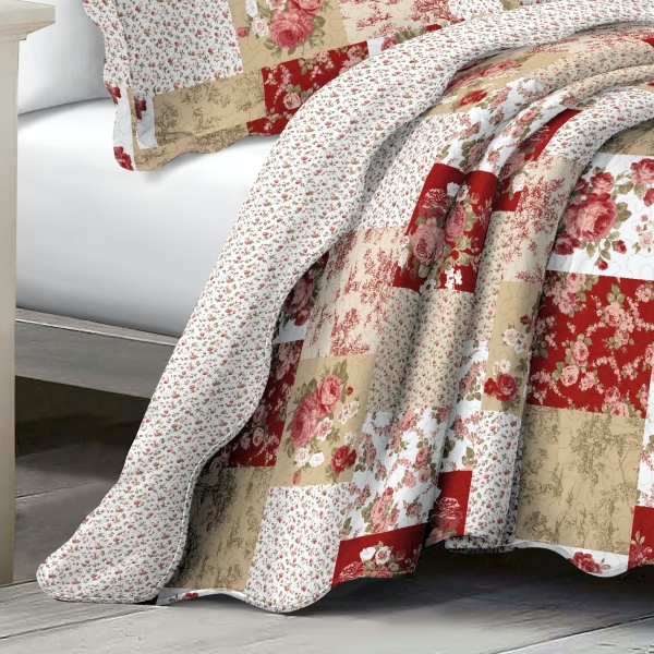 Přehoz na dvoulůžko+2 polštáře,červená růže