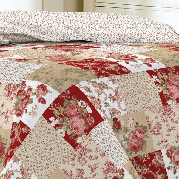 Přehoz na dvoulůžko+2 polštáře,červená růže